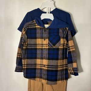 Plaid Blue and Tan Kids clothing set